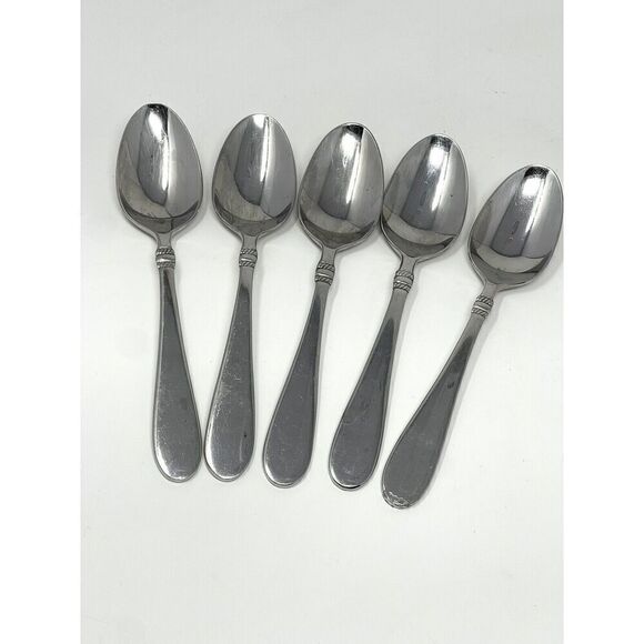 Oneida AVONDALE II 2 Stainless Place Oval Dinner Soup Spoons 7 3/4" Set Of 5 - Picture 1 of 8